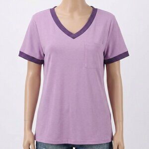 MOSHU V-Neck Women T Shirts Short Sleeve Loose Summer Tops for Women with Pocket